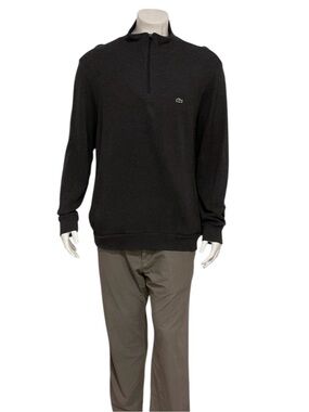 Lacoste Mens Grey Half-Zip Pullover Sweater